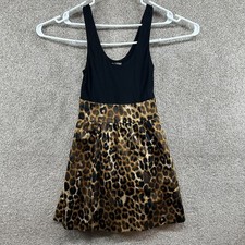 Express Women's Tank Dress Size 2 Black Sleeveless Pullover Leopard Print