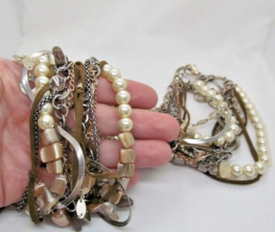 Vintage Chico's Extra Long Heavy 8 Chain Leather Link Snake Rolo Bead Necklace