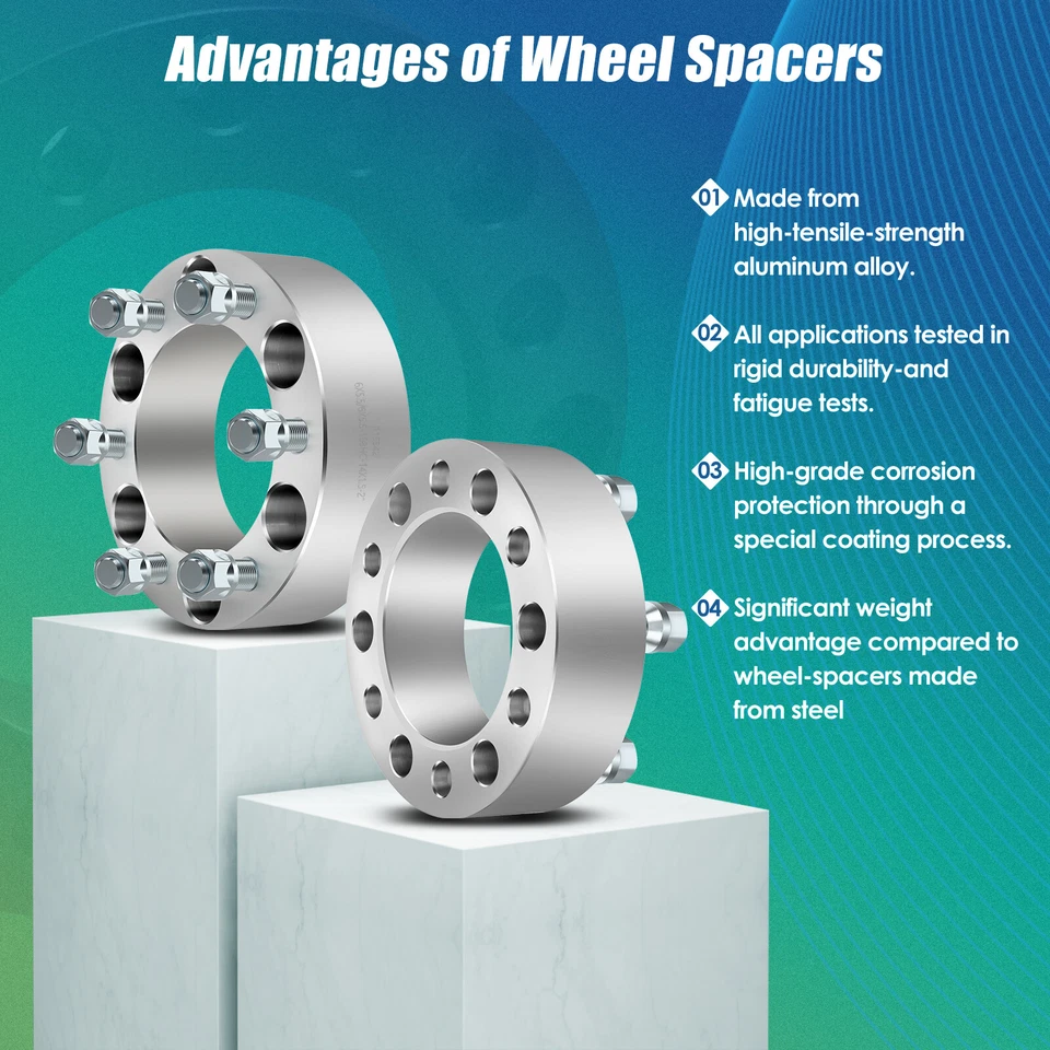 4 piezas espaciadores de rueda 2" 6x5,5 14x1,5 para Chevy Silverado 1500 Suburban GMC Sierra Foto 4 de 4