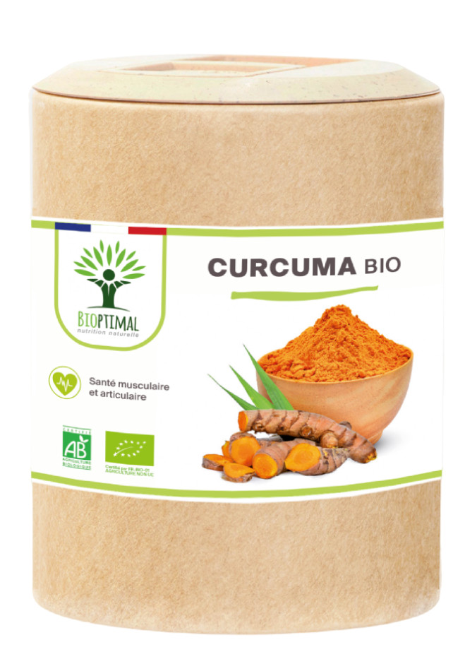 Curcuma bio complément alimentaire français 200 gélules pour soulager la fatigue physique