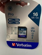 Verbatim 16GB Pro 600X SDHC Memory Card, UHS-1 U3 Class 10 98046