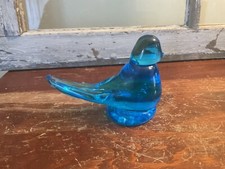   Blue Bird of Happiness  Signed by Ron Ray Collectible Art Glass 1990- Hand Blown