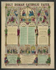 8" x 10" 1870 Holy Roman Catholic Faith,Lord's Prayer,Apostle's C