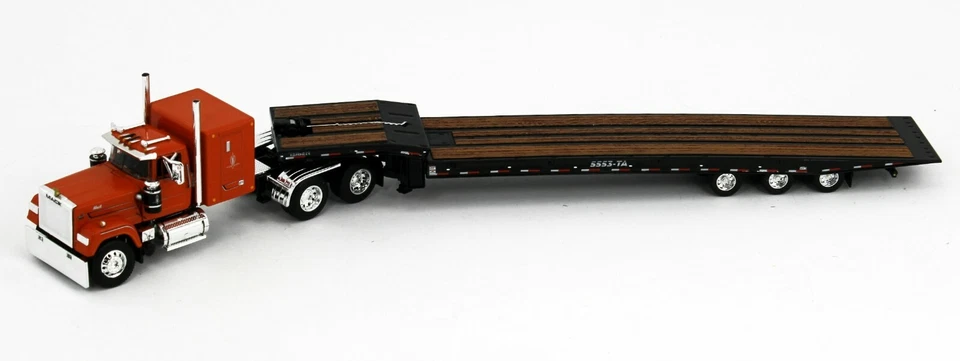 2022 DCP 1:64 *ORANGE* Mack Super-Liner w/BLACK Talbert 5553TA Trailer *NIB* - Image 2 of 4