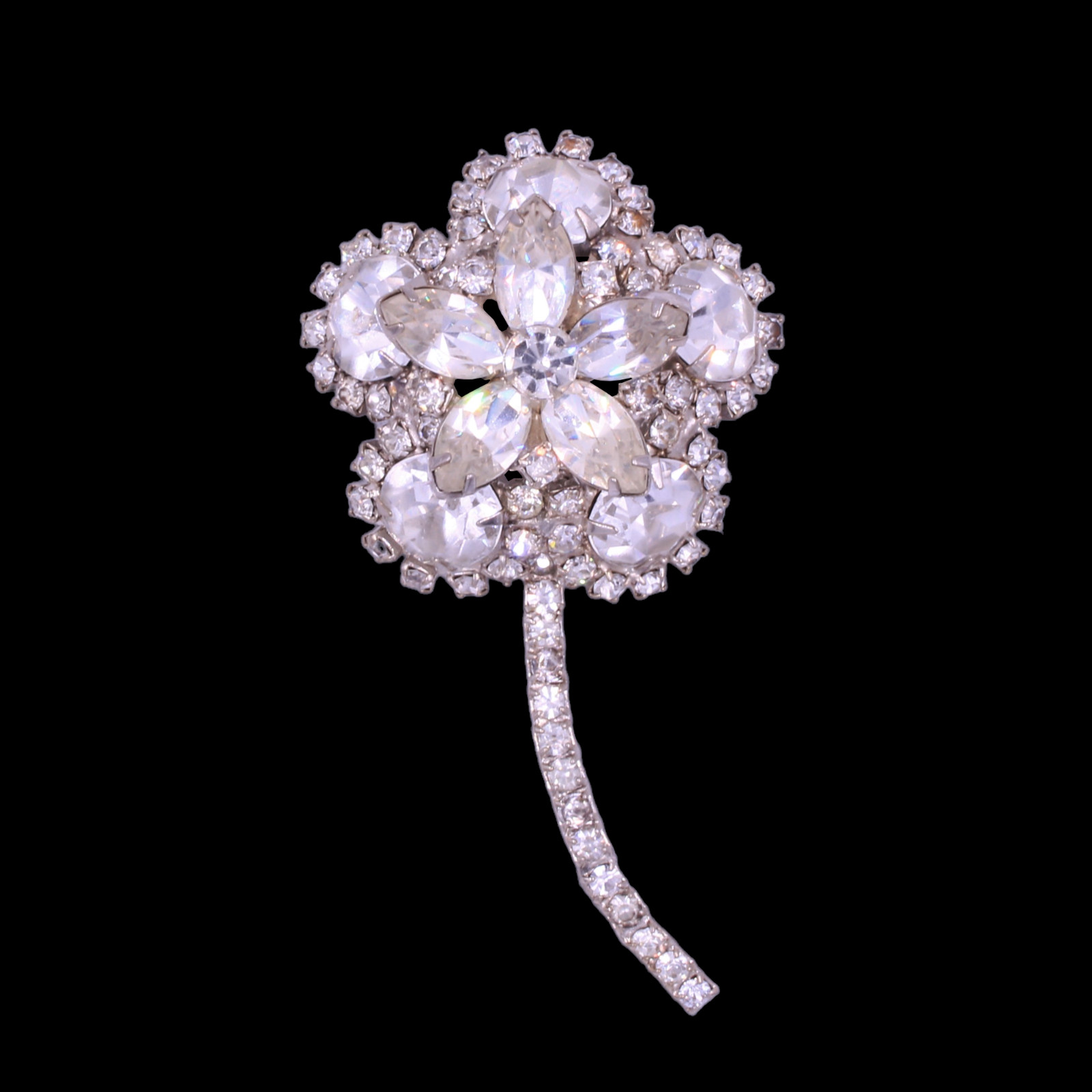 Vintage Unsigned Beauty Statement Rhinestone Stem… - image 5