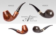 Set of 2 Asikyan Pipes#245/22 Bent Egg Smooth#326/23 Bent Author Morta Hand Made