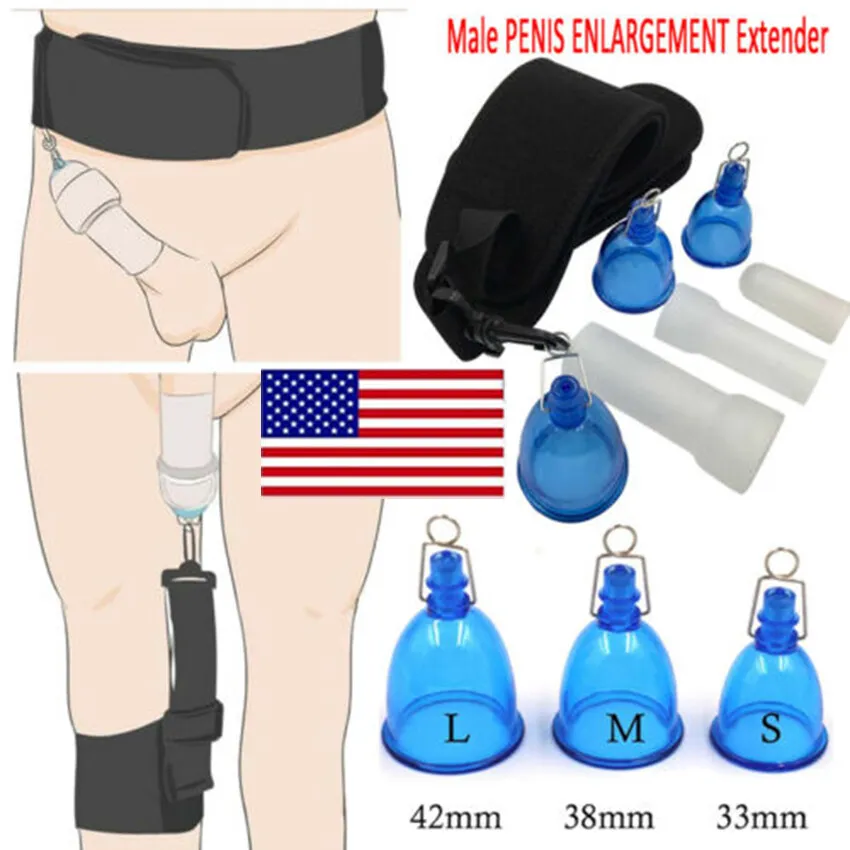 Male Penis Extender Stretcher System Stretching Vacuum Cup Hanger  Enlargement US
