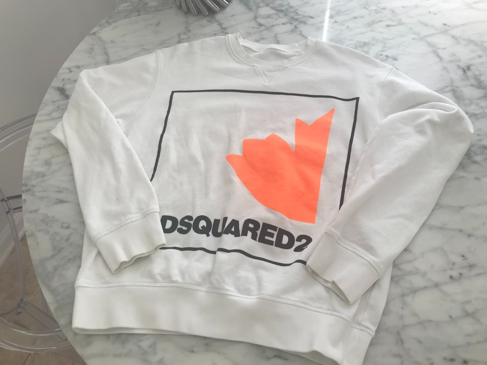 Men's RARE Dsquared2 Maple Leaf Logo White Sweater Size Medium Made in ITALY image 9
