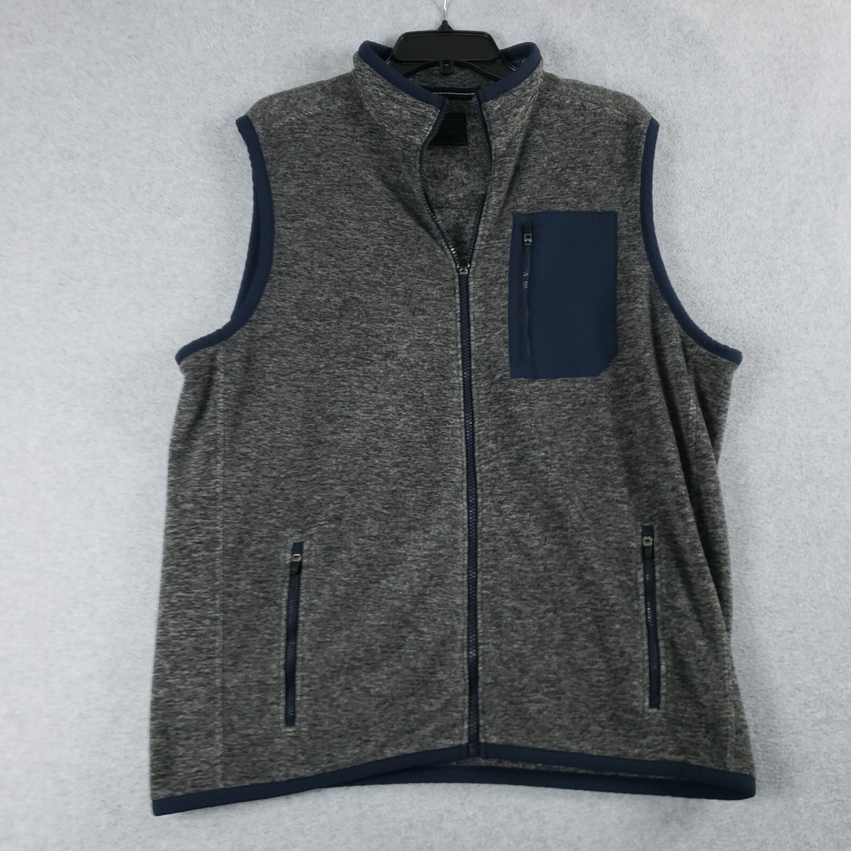 Abercrombie Fitch Men's Vest Size XL Full Zip Gray Fleece Sleeveless