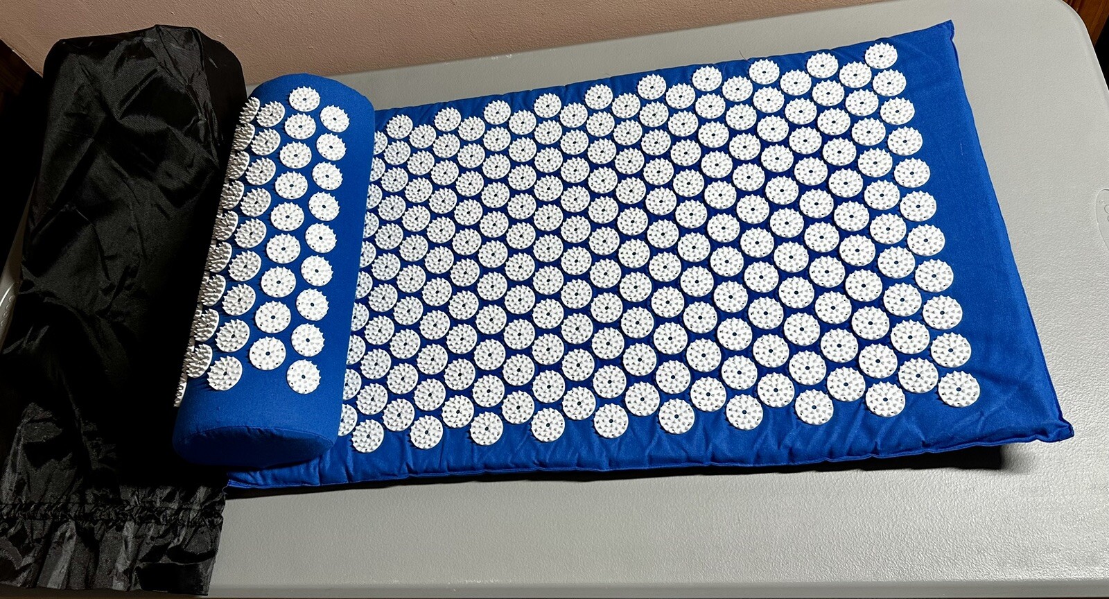 Acupressure Mat and Pillow Set 28 x 16 Blue Travel Bag Neck Back Pain