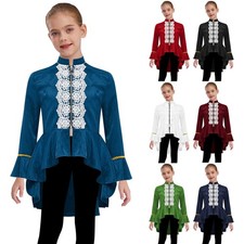 Girls Medieval Renaissance Costume Long Sleeves Gothic Jacket Victorian Tailcoat
