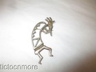 VINTAGE ZUNI INDIAN KOKOPELLI FLUTE PRIEST PIN ROCK ART BROOCH STERLING 2.5" — photo 1