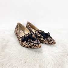 Sole Society 7 M Women Cheetah Print Hadlee Textile Leather Tassel Flats