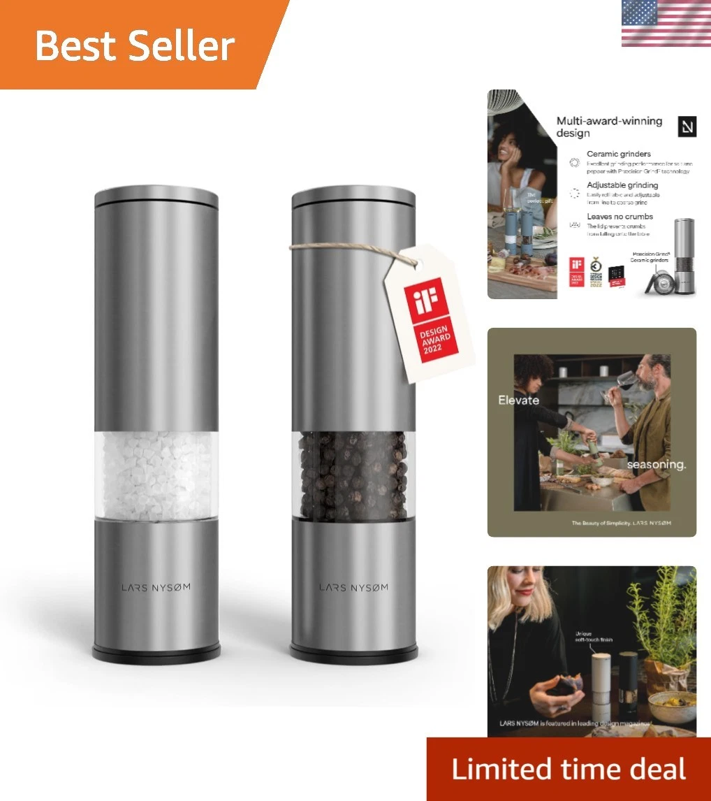 Elegant Manual Salt and Pepper Grinder Set - Adjustable Ceramic Mill Design