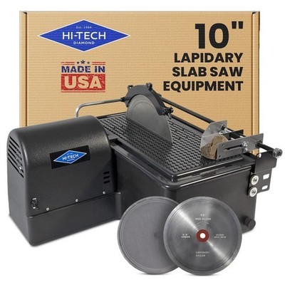 Hi-Tech Diamond 10'' Slab Saw | Lapidary Saw Machine | Includes TWO Blades & Vise