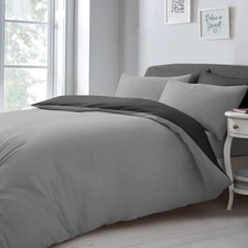 Image of Plain Duvet Cover Quilt Bedding Set with Pillowcases Brushed Microfibre All size