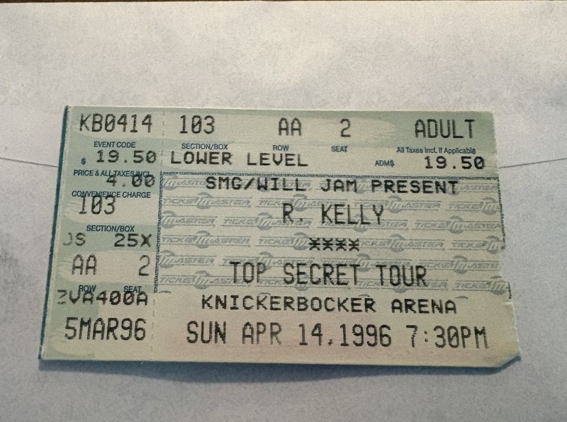 R. Kelly Top Secret Tour Albany NY Ticket Stub  4/14/1996.
