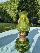 lampada ad olio antica vetro verde funzionante stoppino regolabile