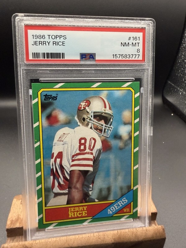 Topps 1986 Jerry Rice San Francisco 49ers #161 C* RC Base Set PSA 8