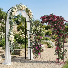Metal Garden Arch Trellis with Gardening Gloves, Outdoor Arbor Plant Support