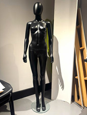 Glossy Black Female Full Body Faceless Abstract Plastic Mannequin w/ Stand