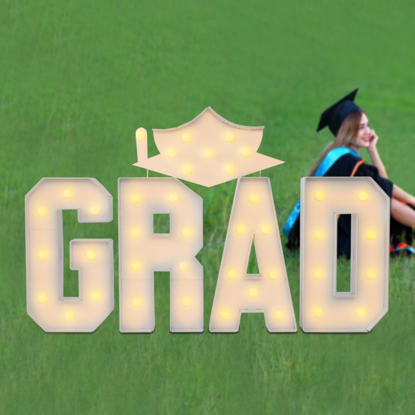 Graduation Decorations, Light Letters, GRAD Light Letters Kit Freestanding