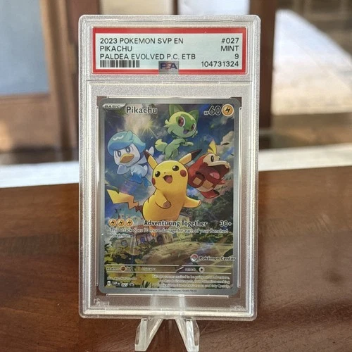2023 POKEMON PALDEA EVOLVED POKEMON CENTER ETB PROMO SVP EN #027 PIKACHU  PSA 9