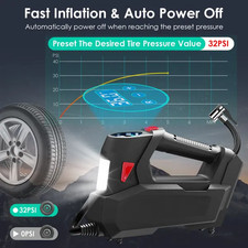 Portable Tire Inflator 120 PSI Maximum 90W Powered Tire With Digital Display LED