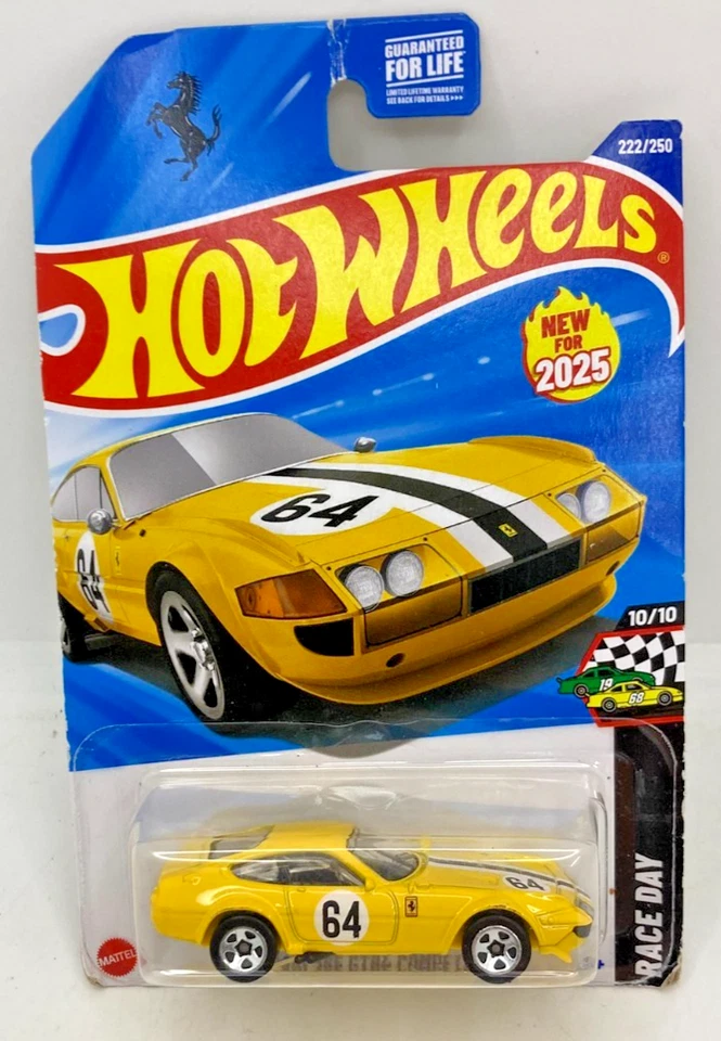 MI007 HOT WHEELS US/ RACE DAY 2025 /222/250 FERRARI 365 GTB-4 COMPETIZIONE JAUNE - Photo 1/1