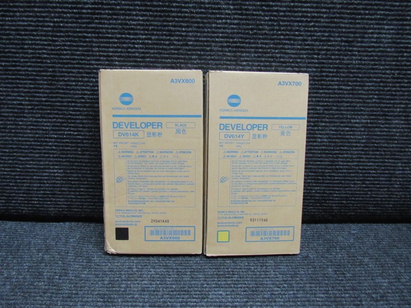 LOT OF 2! GENUINE KONICA MINOLTA DV614K/DV614Y (ACCURIOPRESS C2060) DEVELOPER