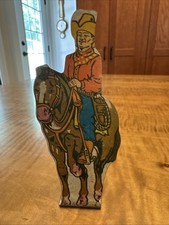 Vintage 1930'S  American Cowboy 5  Horseback Marx Toys Tin Litho Flat Targets
