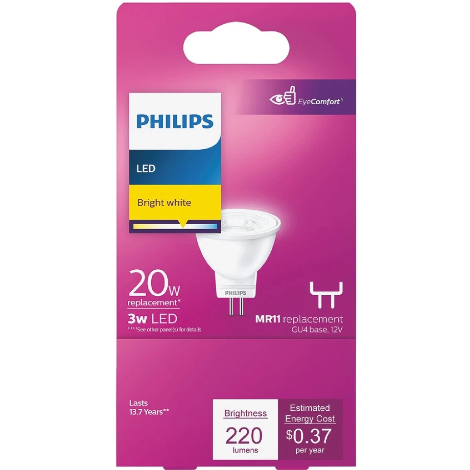 Philips 20W Equivalent Bright White MR11 Bi-Pin LED Floodlight Light Bulb 567206 - Image 2 of 3