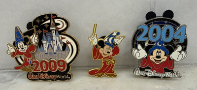 Lot of 3 WDW Official DISNEY PINS MICKEY MOUSE Fantasia SORCERER Apprentice EUC