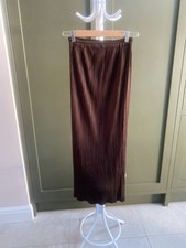 Vintage 2000s Issey Miyake Pleats Please Chocolate Brown Midi Skirt, Size 3