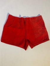 Vintage 70s Cascade Red Corduroy Shorts Size 36 Mens 3 Inseam High Waist Retro
