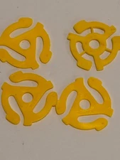 4 Plastic 45 RPM 7" Record Easy Snap-In Insert Adaptors Yellow