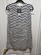 Girls Uniqlo Striped Sleeveless Dress Size 140 (Approx. 9-10Y) Navy Blue & Beige
