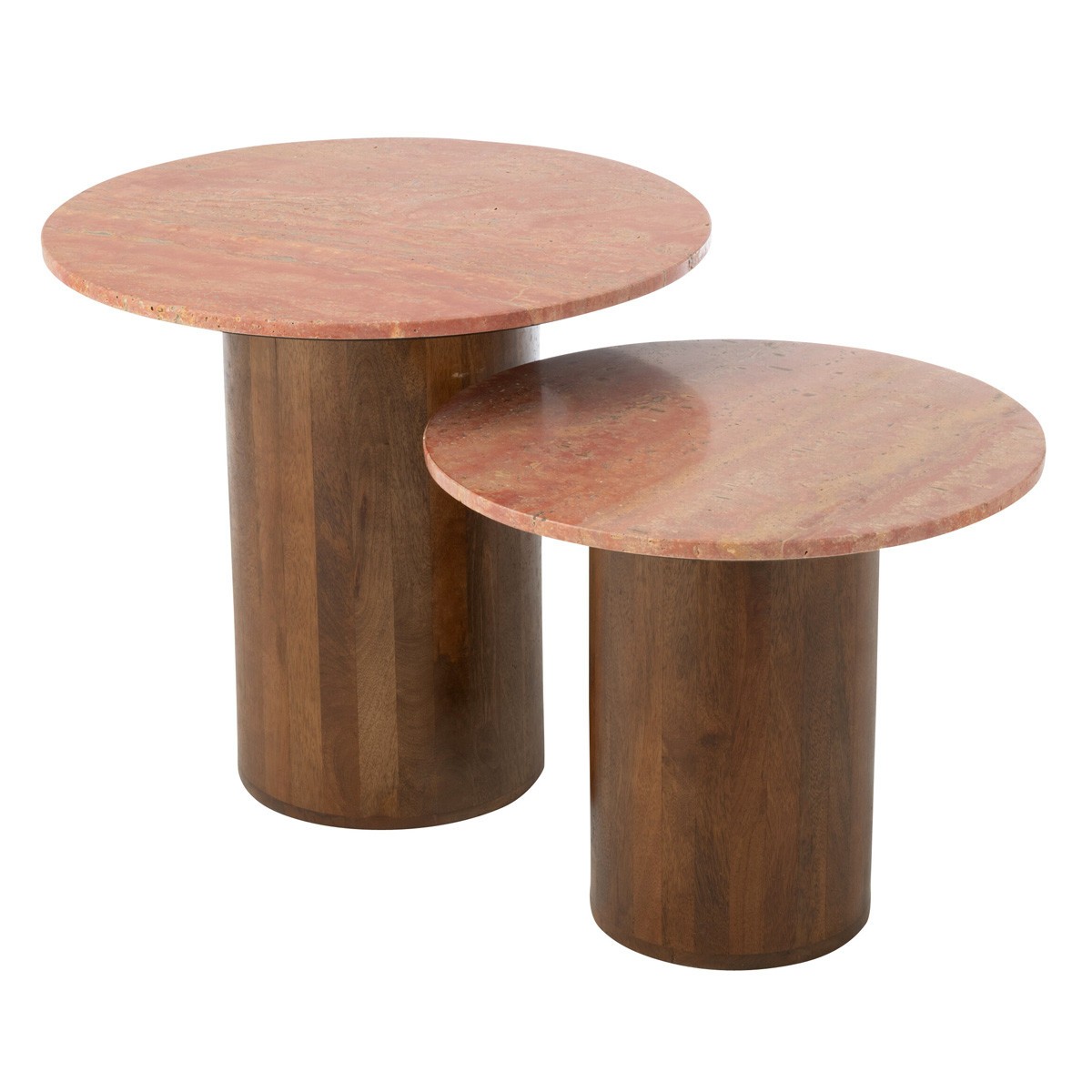 Table basse marbre Eula 56cm lot de 2 tables de salon modulables pour apéritif chaleureux