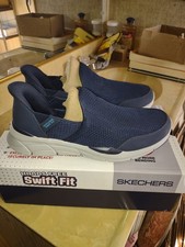 SKECHERS Hands Free Swift Fit Slip-On Navy White Men's Athletic Sneakers