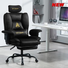 NEW Symino Faux Fur Black Sofa Gaming Chair (Neck & Foot Rest + Lumbar Support)