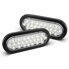 2x 6 Oval White Led Trailer Tail Lights Backup Reverse Lights Dot Sae