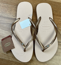 Havaianas Slim Crystal II Women's Flip Flops Sandals Ballet Rose Size 11/12 NEW