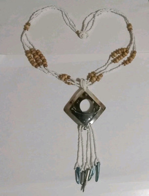 RARE Early Miriam Haskell Triple Strand Natural Shell Tribal Necklace