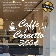 adesivo personalizzato vetrofania bar caffè cornetteria