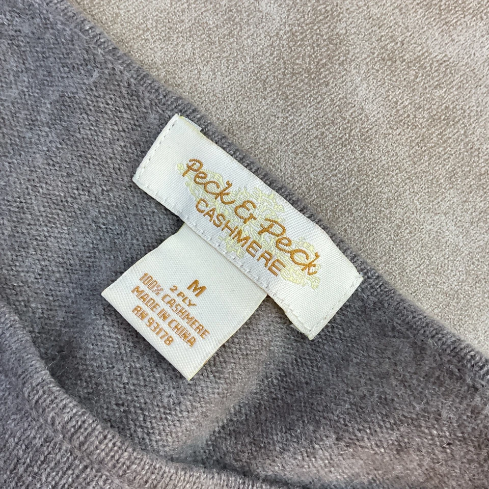 Peck & Peck Cashmere Sweater 2-Ply Cozy 2 Pockets Preppy Color Block Women Sz M - Image 2 of 4