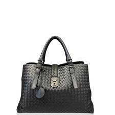 Bottega Veneta Large Roma Tote Bag Black Calfskin Intrecciato ag032226a0