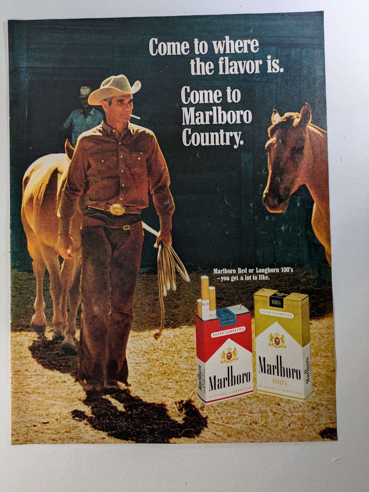 Marlboro Cigarettes Cowboy Horses 1968 Original Paper Magazine Advert