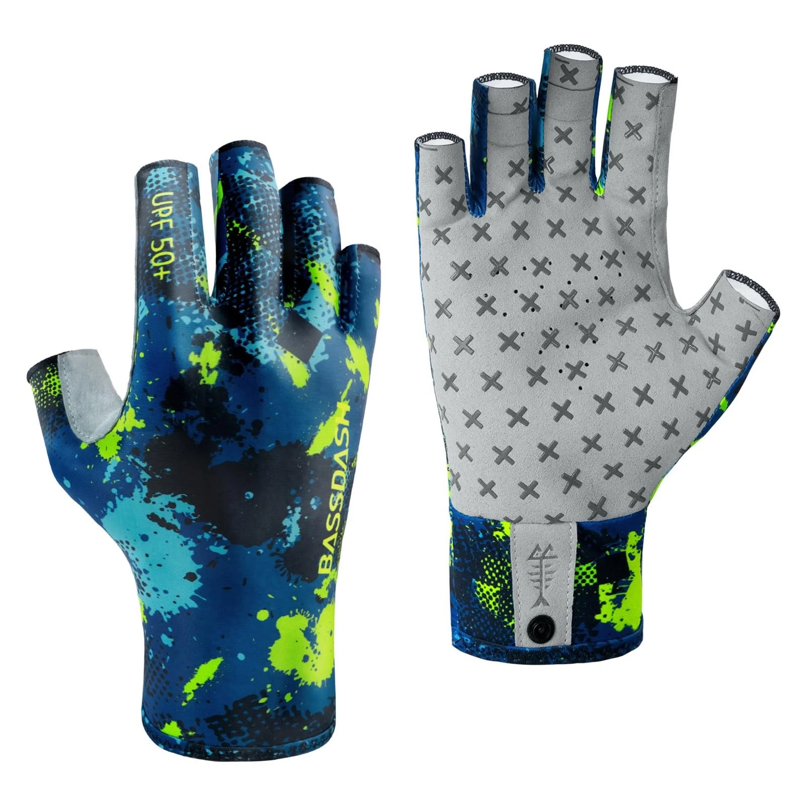 BASSDASH Fishing Gloves, 3/4 Finger, UPF 50+, Non-Slip, Unisex