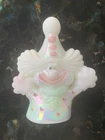 Signed FENTON Hand-Painted, Iridescent Art Glass “FOOLS IN LOVE” Clown + Glitter