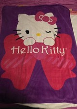 Sanrio Hello Kitty Bow 2013 Plush Throw Blanket Pink 44x55 Soft Cozy Vintage EUC